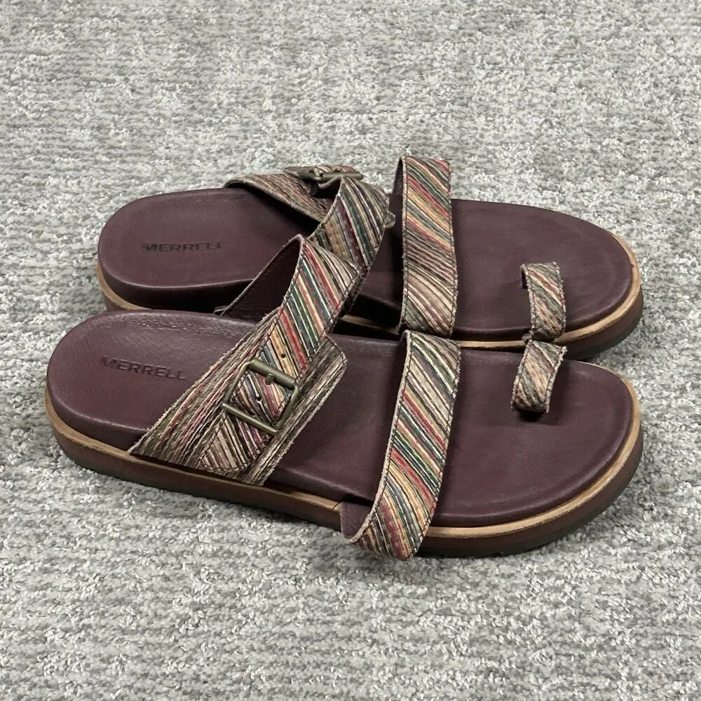 Merrell Juno Sandals Womens 10 Striped Toe Loop Summer Beach Comfort Slip On